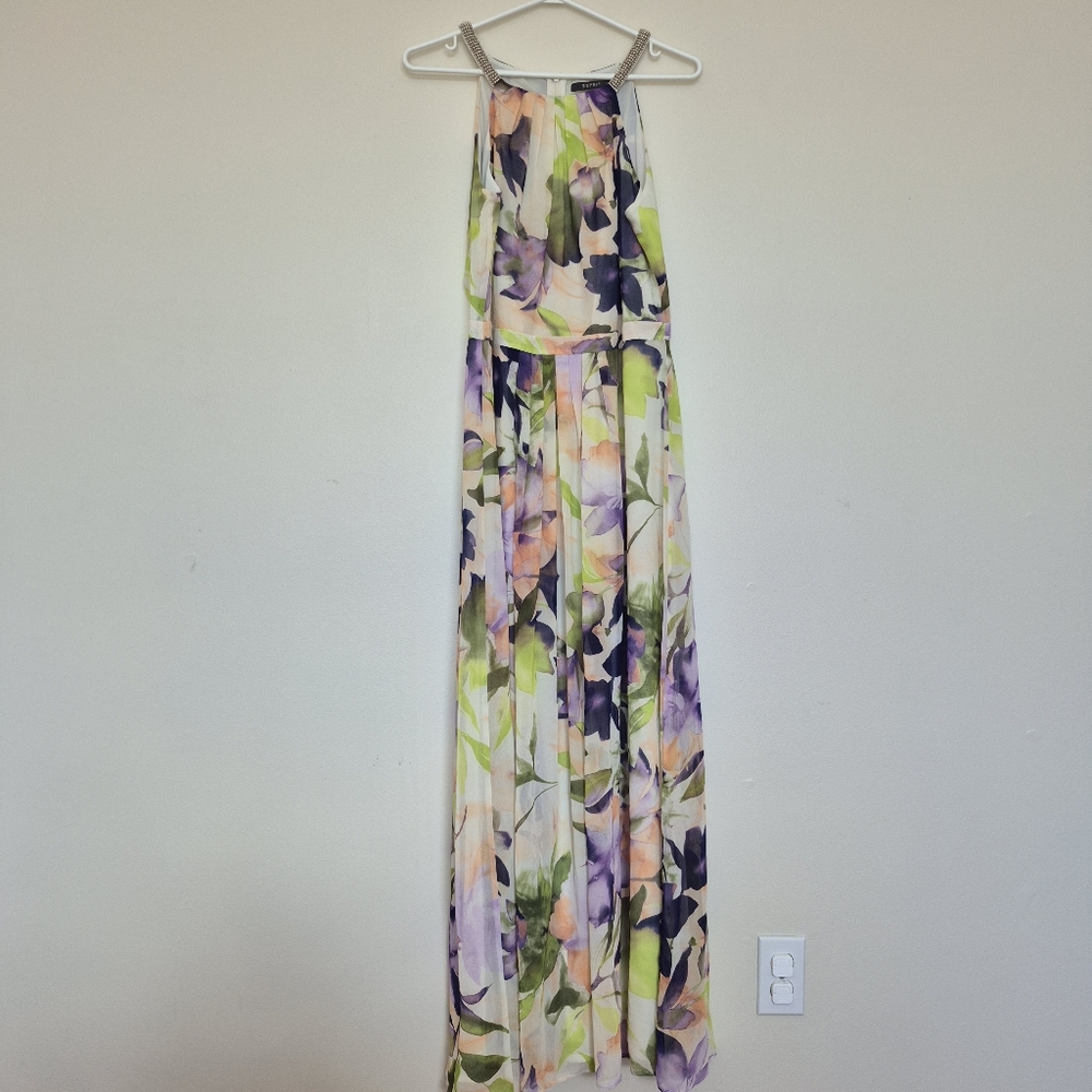 Espirit Women's Feminine Floral Watercolour Flowing Maxi Dress Size Large - Picture 2 of 6